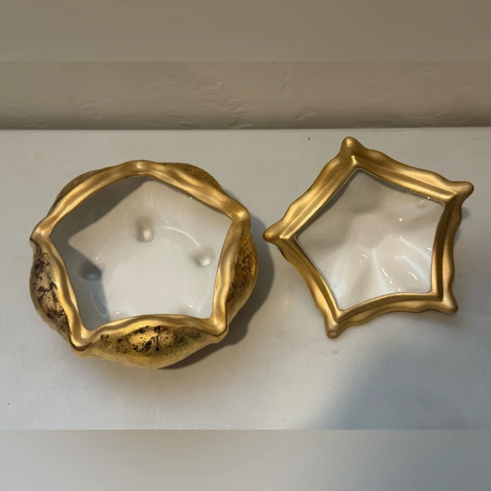 Mid-Centry Modern‎ 22 Karat Gold Ceramic Footed Candy Dish